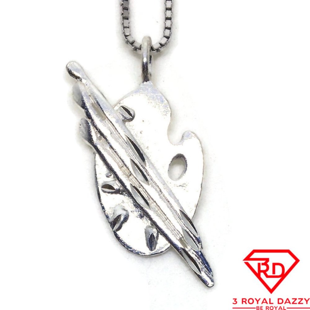 Painter brush 3D Pendant 925 Sterling Silver